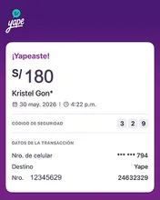 Comprobante de pago Yape