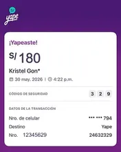Comprobante de pago Yape